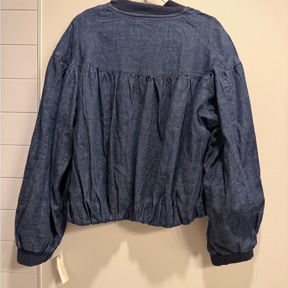 NWT Anthropologie Denim Bubble Bomber Jacket Size L - Picture 5 of 8